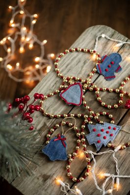 Recycled Denim Cookie Cutter Ornaments