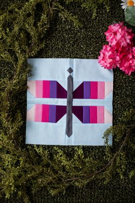 Lavender Sunrise Dragonfly Quilt Block