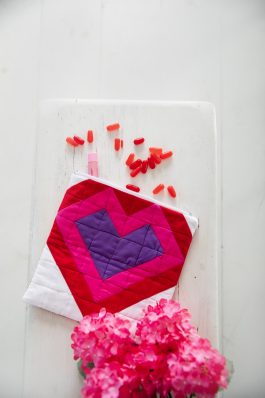 Mon Amour Quilted Heart Zipper Pouch